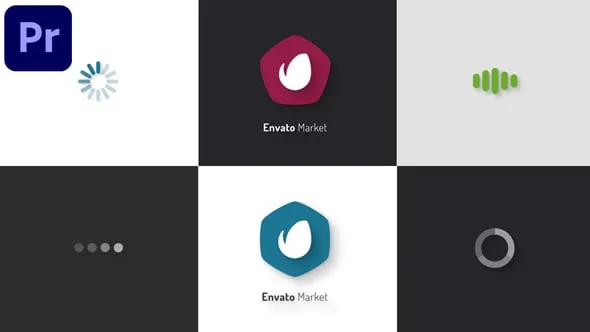 五种鼠标点击加载动画效果标志LOGO片头PR模板下载 Loading Logo