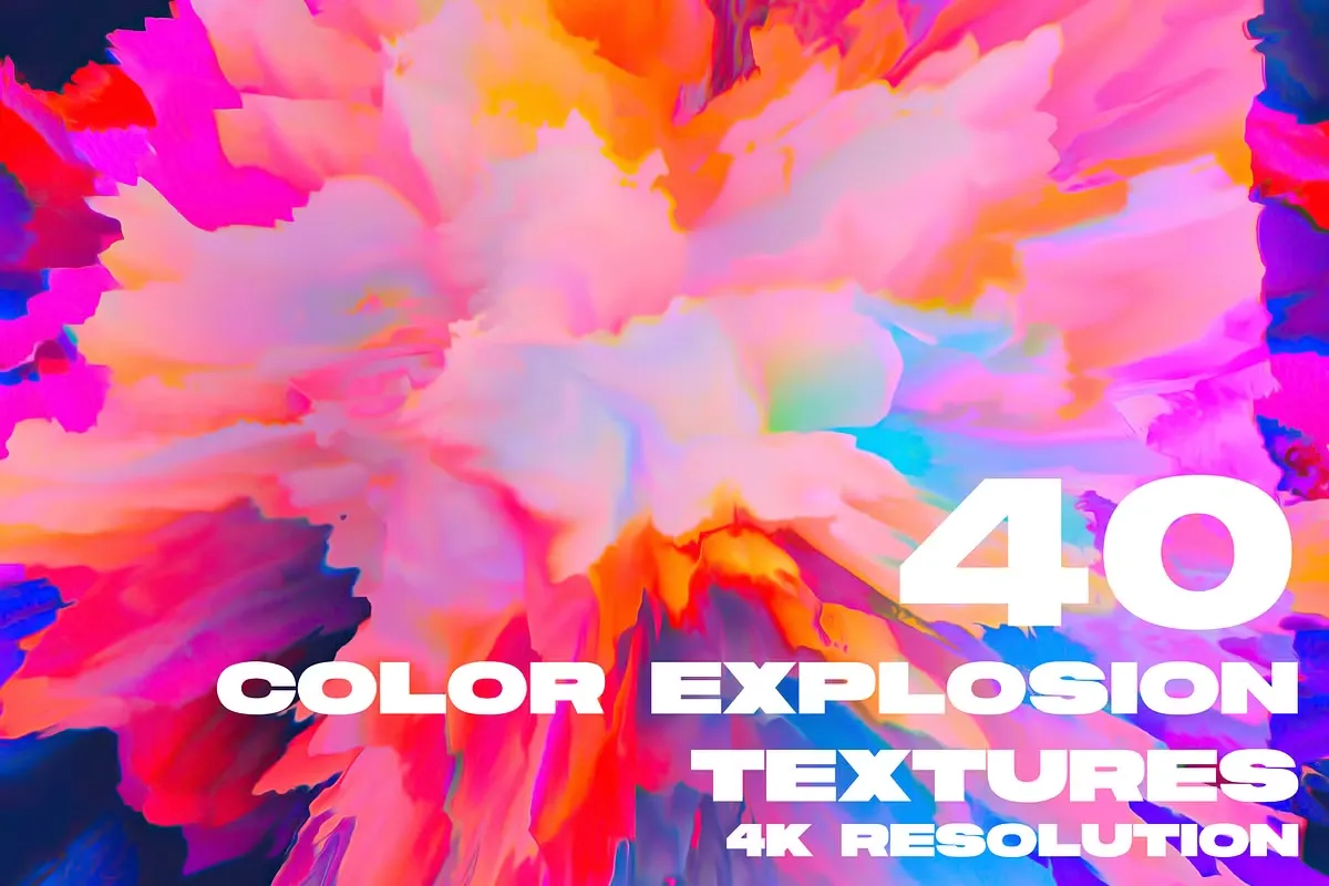 40张炫彩颜色爆炸扩散背景纹理设计图片素材 Color Explosion Textures