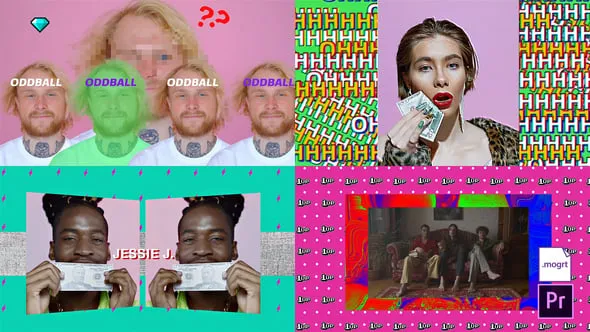 疯狂搞怪趣味娱乐场景荒谬风格技术元素软件产品活动介绍AE/PR模板下载 Video Channel Opener