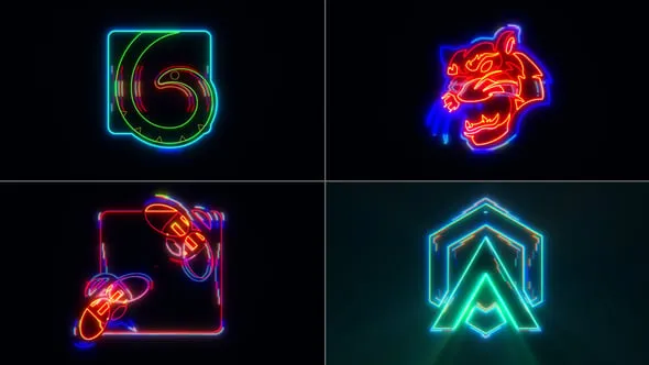 霓虹灯闪烁故障标志动画PR LOGO PR模板下载 Neon Glitch Logo Reveal