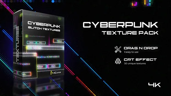 Cyberpunk Glitch Texture 50多种赛博朋克故障特效纹理动画AE/PR模板/视频素材