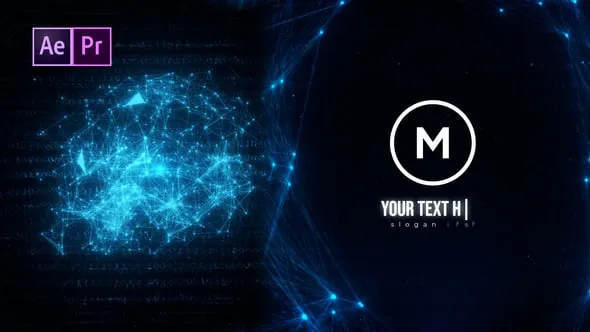 未来感光点粒子3D技术介绍AI科技标志动画AE&PR模板下载 Ai Tech Logo Reveal
