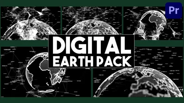 数字地球平滑旋转动画场景创意网络科技节目介绍PR模板下载 Digital Earth Pack for Premiere Pro
