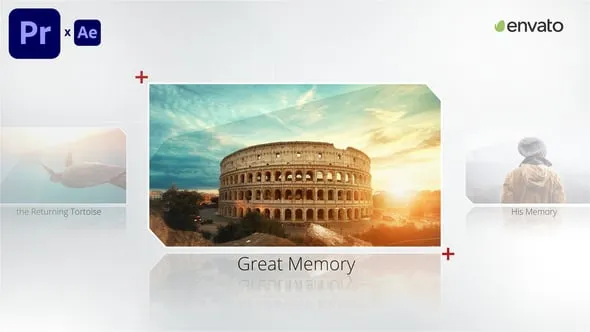 大气简约公司企业介绍宣传片视差倒影效果多屏照片相册AE与PR模板下载 Photo Slide plus