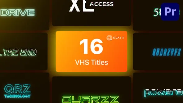 16个故障霓虹灯VHS标题AE与PR模板下载 VHS Titles for Premiere Pro Vol. 03