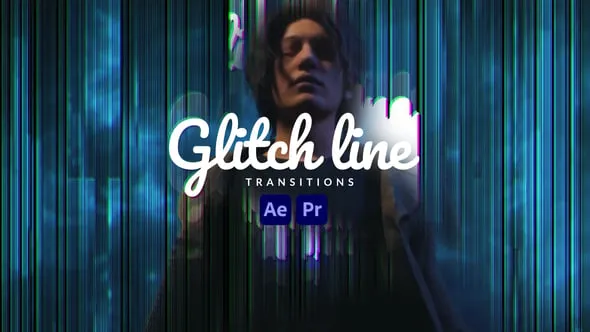 科技失真毛刺故障线过渡AE与PR转场模板 Glitch Line Transitions