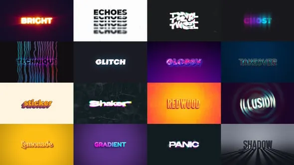 创意3D文本预设带阴影发光效果卡通动画标题AE与PR模板下载 Amazing Text Presets