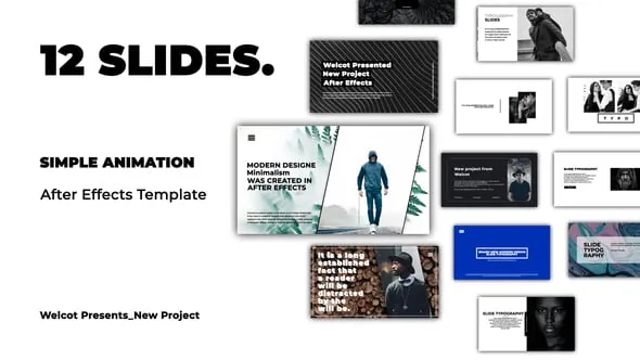 时尚图文版式人物介绍简约排版幻灯片AE与PR模板下载 Typography Slides