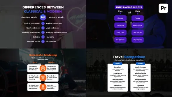 目录清单项目列表标题PR模板下载 Comparison List - Premiere Pro