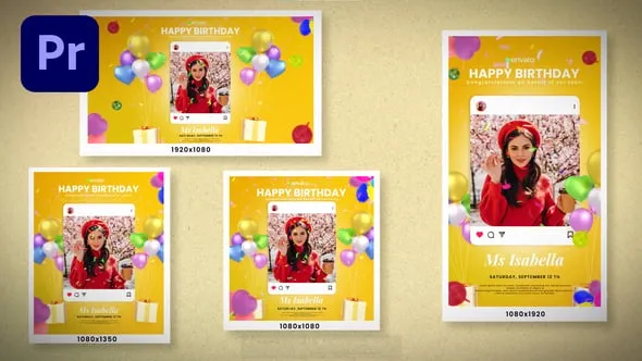 生日派对邀约宴席活动庆典视频动态海报PR模板下载 Happy Birthday Mogrt