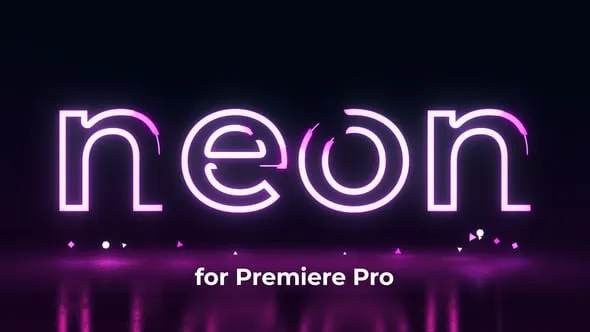 彩色霓虹灯文字标志发光线条LOGO动画PR模板下载 Neon Text Logo