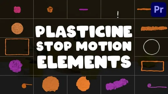 弹性橡皮泥定格元素适合音乐舞蹈视频卡通片游戏演示PR模板下载 Plasticine Stop Motion Elements