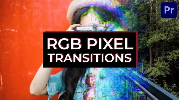 12种时尚抽象立方体RGB像素转场过渡PR模板下载 RGB Pixel Transitions for Premiere Pro