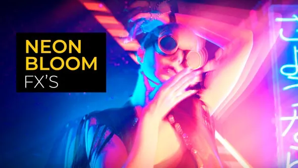 像差失真霓虹绽放流光迷幻特效动画效果叠加PR模板下载 Neon Bloom Effects