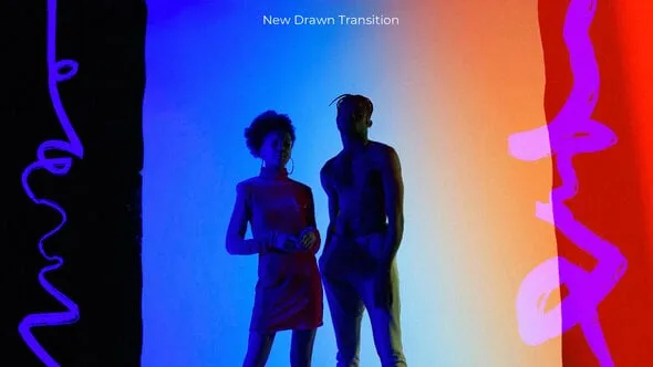 手绘老电影风格倒带涂鸦转场过渡PR模板下载 New Drawn Transition