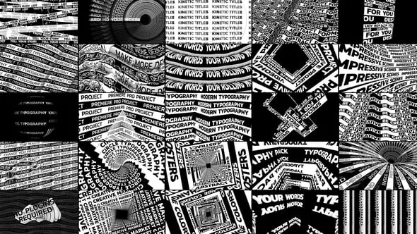 25个MOGRT动态抽象排版海报黑白文字标题场景PR模板下载 Abstract Typography Posters