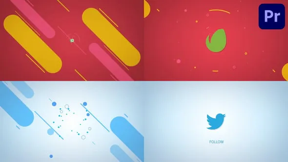 色彩缤纷的形状层卡通LOGO活力趣味开场白PR模板下载 Flat Logo for Premiere Pro