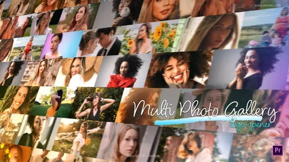 快速视频墙展示公司品牌标志动画照片墙相册片头PR模板下载 Multi Photo Gallery Logo Opener