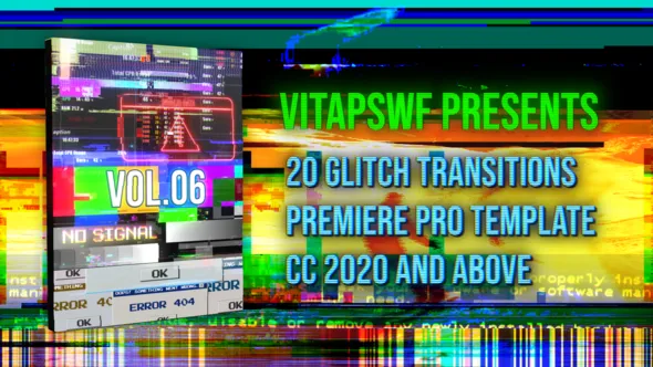 20个故障干扰过渡转场PR模板 Glitch Transitions Vol. 06