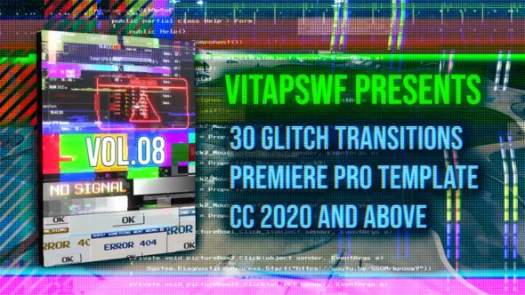 30个故障过渡效果PR模板 Glitch Transitions Vol. 08