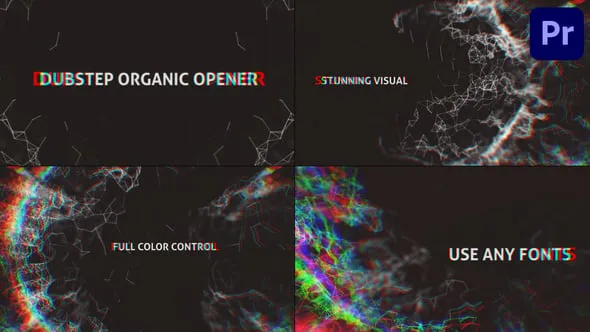 动态数字故障幻灯片宣传介绍视频动画PR模板 Dubstep Organic Opener for Premiere Pro