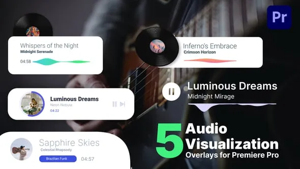音频可视化工具音乐播放器音乐视频歌曲宣传PR模板 Audio Visualization Overlays