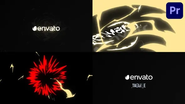 手绘爆炸标志揭晓手绘动画能量LOGO品牌展示PR模板 Cartoon Explosion Logo Opener for Premiere Pro