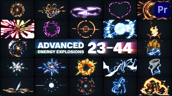 80多种卡通能量爆炸特效MG图形动画效果PR模板 Advanced Energy Explosions Pack for Premiere Pro