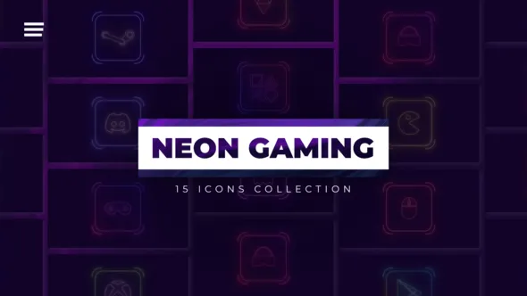 20个霓虹灯游戏图标元素动画PR模板 Neon Gaming Icons