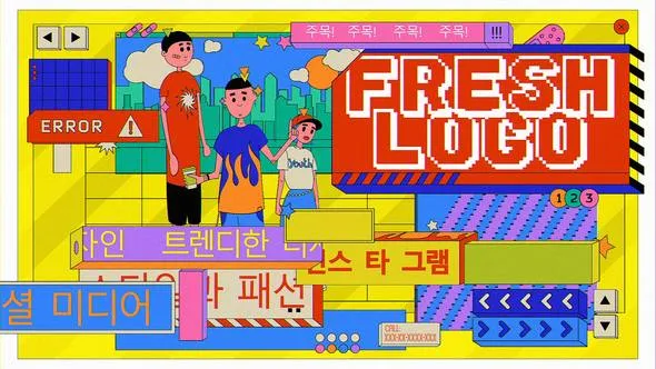 时尚新潮的简短卡通片头介绍矢量风格扁平标志展示PR模板 Trendy Flat Logo Reveal