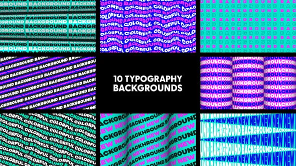 10组波浪式文字循环图形动画背景视频AE与PR模板下载 Typography Backgrounds