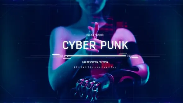 Hud界面元素霓虹灯颜色故障分屏幻灯片宣传视频AE与PR模板下载 Hud Glitch Splitscreen Slideshow