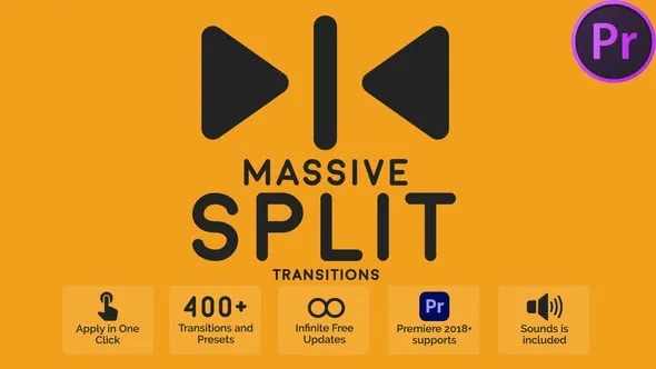 400+种画面分割滑动转场过渡效果PR模板下载 Massive Split Transitions