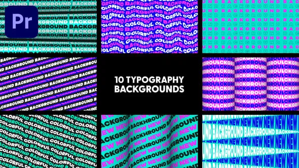 10种文字标题排版版式波纹动画背景素材PR模板下载 Typography Backgrounds