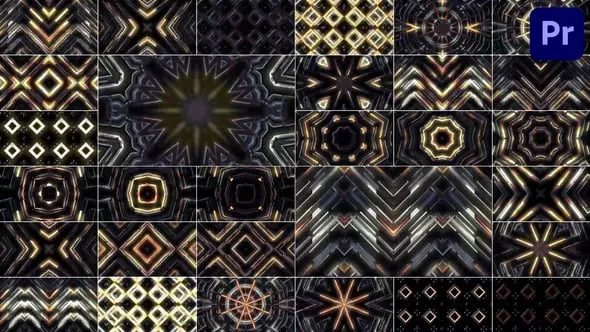 30个闪烁VJ背景元素活动演出LED屏幕视频投影循环动画PR模板 VJ Pack for Premiere Pro