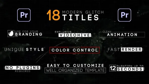 18个现代故障游戏文字标题动画PR模板下载 Titles Promo