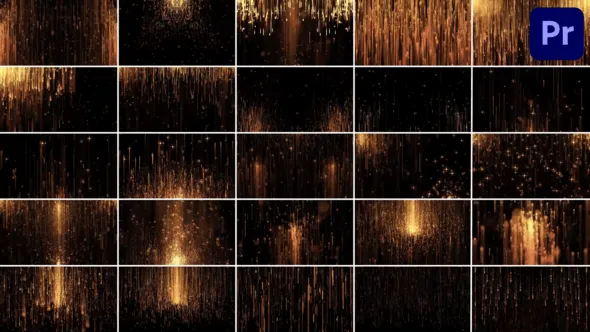金色飞行粒子发光线条豪华背景动画PR模板下载 Backgrounds For Rewarding for Premiere Pro