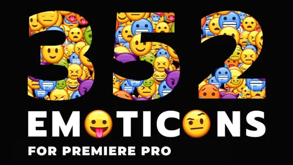 352个emojis动画表情符号表情包世界各国旗帜PR模板下载 Emoticon - Animated Emojis Pack