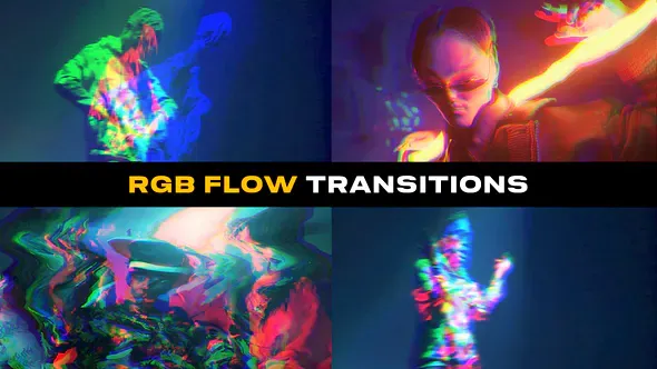 RGB通道色彩偏移分离12种毛刺和扭曲过渡效果PR模板下载 RGB Flow Transitions