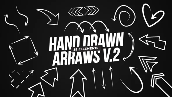 55个手绘箭头动画元素PR模板下载 Hand Drawn Arrows v.2