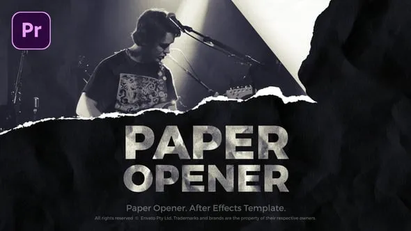 撕纸动画效果时尚音乐活动视频开场PR模板下载 Paper Opener - Music Opener
