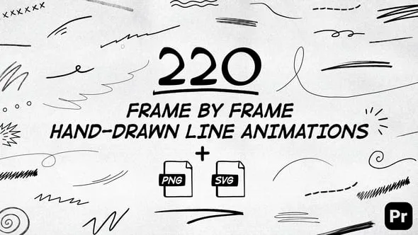 220个手绘逐帧线条动画元素PR模板 220 Frame By Frame Animated Lines