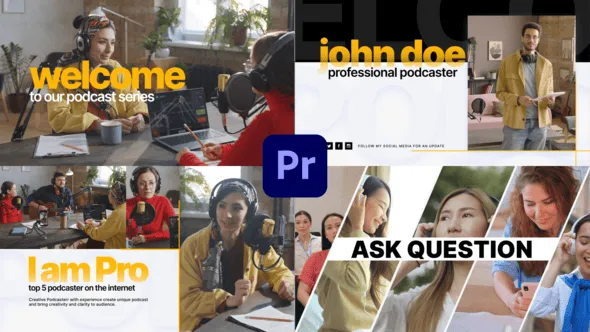 社交媒体频道节目介绍直播网红博主开场白vlog片头PR模板 Podcast Opener - MOGRT Template