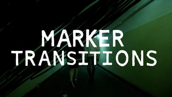 朋克风画笔涂鸦标记过渡AE与PR模板 Marker Transitions