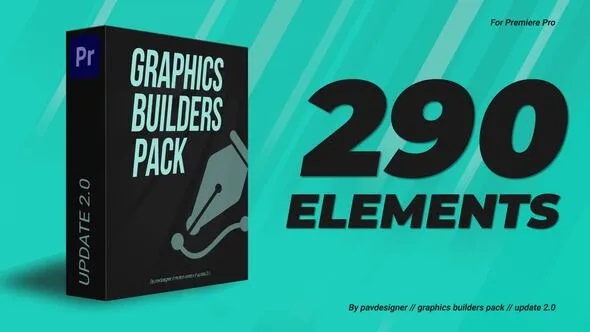 图形生成器290个标题版式标志背景信息图元素等10个类别PR模板 Graphics builders Pack MOGRT