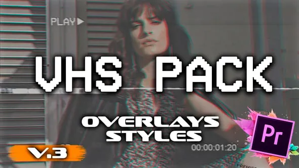 VHS损坏失真效果叠加动画-PR模板 VHS Pack: effects, overlays v.3