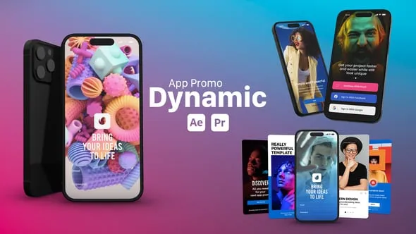 动态介绍APP应用程序推广演示视频动画-AE&PR模板 Dynamic App Promo