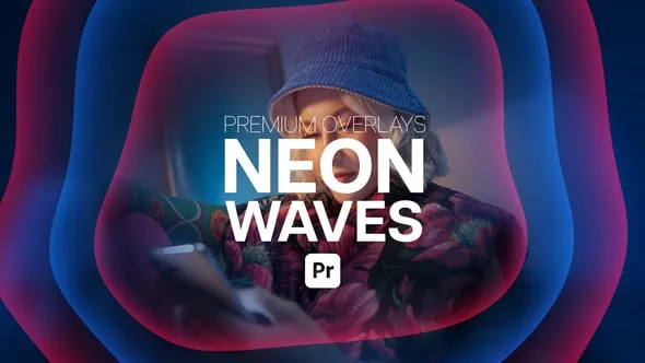 霓虹灯液体波浪效果艺术感分形动画高级叠加元素-PR模板 Premium Overlays Neon Waves for Premiere Pro