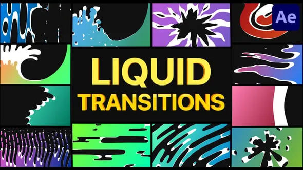 卡通多彩液体过渡综艺短视频转场特效元素AE模版 Fresh Liquid Transitions | After Effects