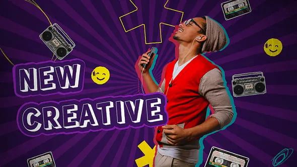 涂鸦动画效果舞会电子音乐活动音乐频道开场白AE模版 Music Channel Opener